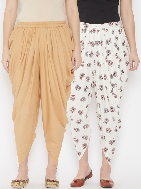 

TULIP 21 Woman Beige & Off White Pack Of 2 Dhoti Pants