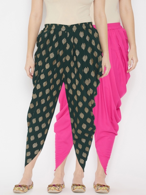 

TULIP 21 Women Pack Of 2 Pink & Green Printed Dhoti Pants