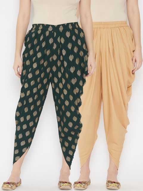 

TULIP 21 Women Pack Of 2 Green & Beige Dhoti Pants