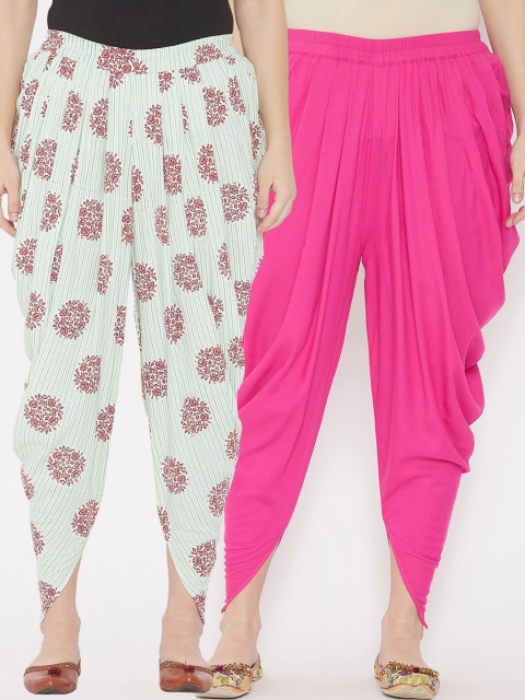 

TULIP 21 Women Pack of 2 Pink & Off White Dhoti Pants