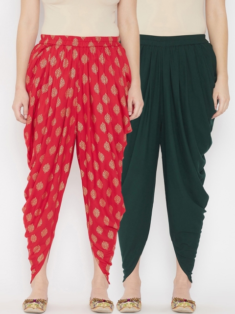 

TULIP 21 Women Pack Of 2 Dhoti Pants, Green