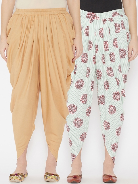 

TULIP 21 Women Beige & Off White Pack Of 2 Dhoti Pants