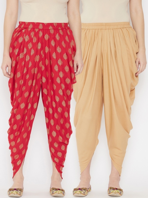 

TULIP 21 Women Pack Of 2 Red & Beige Dhoti Pants