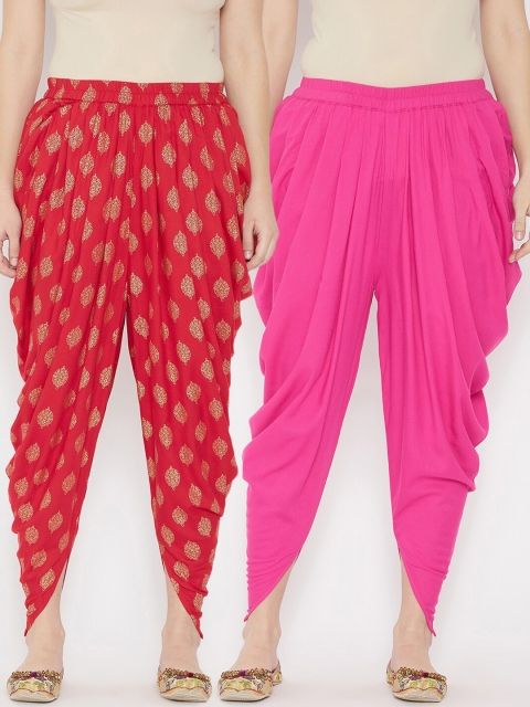 

TULIP 21 Set Of 2 Women Printed Dhoti Pants, Pink