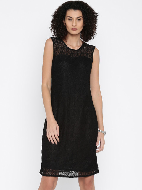 

Park Avenue Women Black Lace Sheath Dress