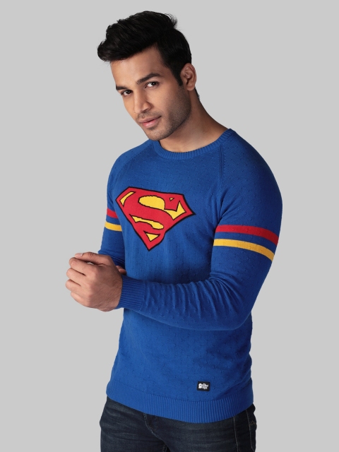 

The Souled Store Men Blue & Red Superman Printed Cotton Pullover