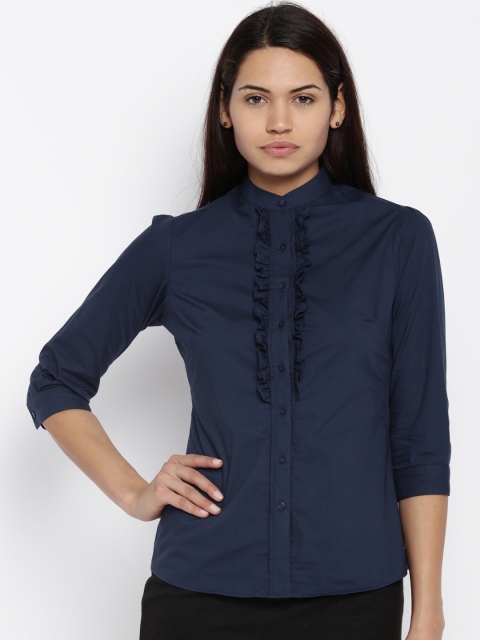 

Park Avenue Women Navy Blue Solid Casual Shirt