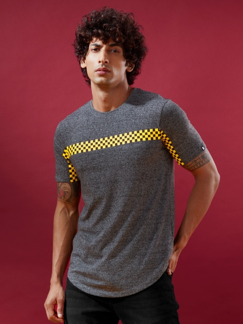 

The Souled Store Men Grey Printed Raw Edge T-shirt