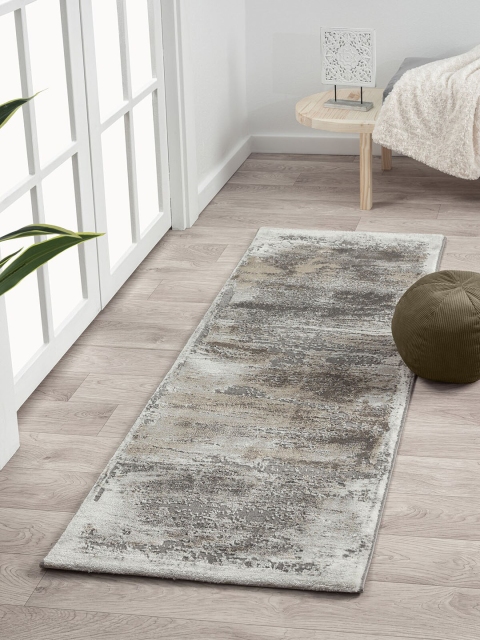 

OBSESSIONS Grey & Cream Colored Anti Static Printed Floor Runner