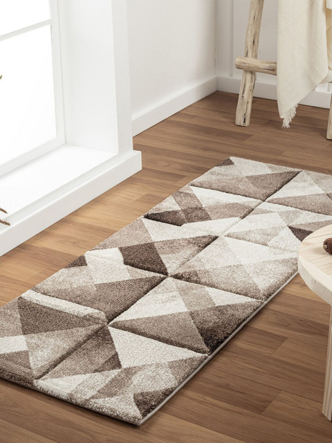 

OBSESSIONS Beige & Brown Geometric Printed Floor Runner