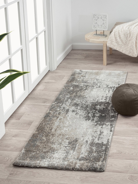 

OBSESSIONS Beige & Brown Abstract Printed Floor Runner, Grey