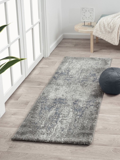 

OBSESSIONS Grey Solid Bedroom Floor Runner