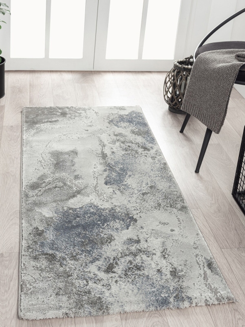 

OBSESSIONS Grey & Blue Abstract Printed Floor Runner