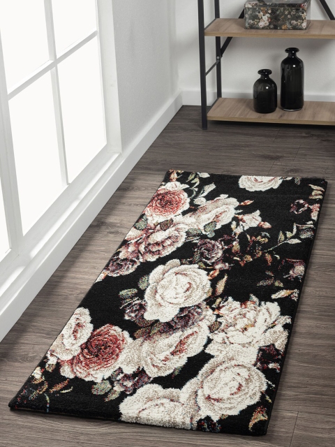 

OBSESSIONS Black & Cream Floral Bedroom Floor Runner