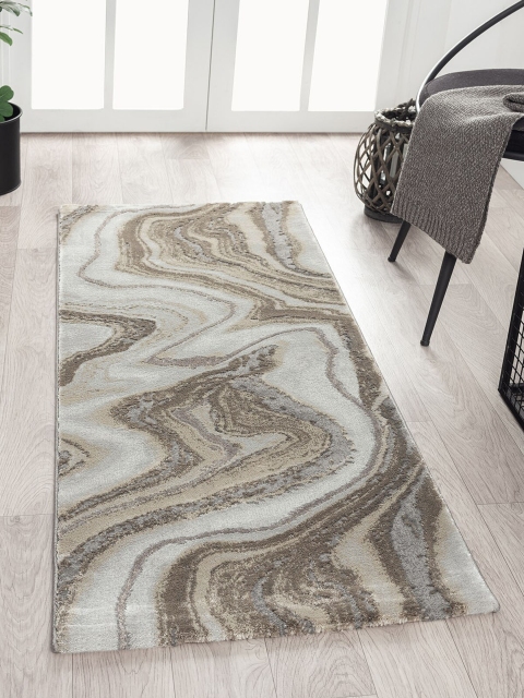 

OBSESSIONS Beige & Grey Abstract Bedroom Floor Runner