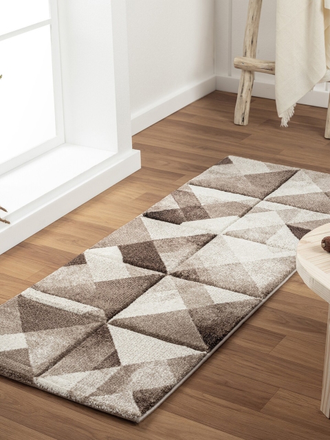 

OBSESSIONS Beige & Brown Geometric Bedroom Floor Runner