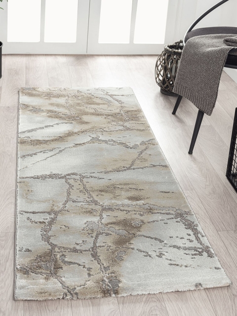 

OBSESSIONS Grey & Cream Abstract Printed Floor Runner