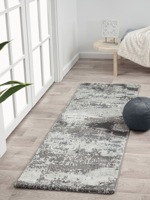 

OBSESSIONS Blue & Grey Abstract Bedroom Floor Runner