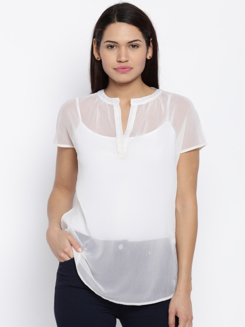 

Park Avenue Women White Solid Shirt Style Top