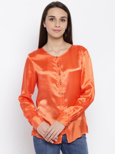 

Park Avenue Women Orange Solid Shirt Style Top