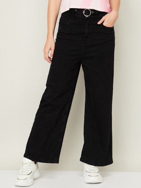 

Ginger by Lifestyle Women Black Cotton Flared Jeans