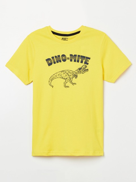 

Fame Forever by Lifestyle Boys Yellow Printed T-shirt