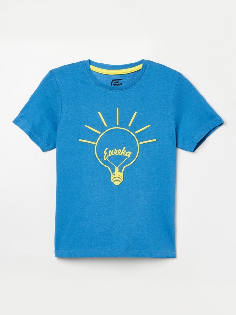 

Fame Forever by Lifestyle Boys Blue Typography Printed T-shirt