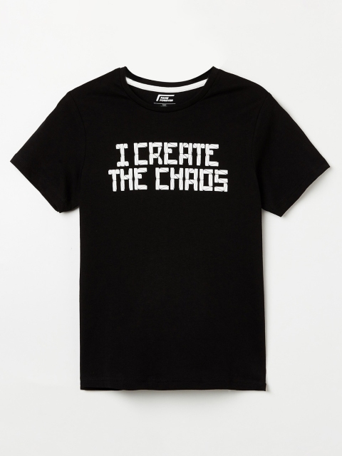

Fame Forever by Lifestyle Boys Black Typography Printed T-shirt