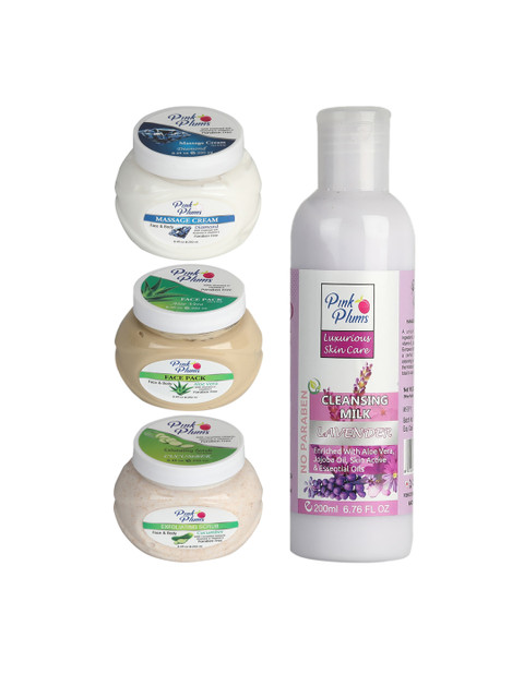 

Pink Plums Set of 4 Facial Kit, Multi