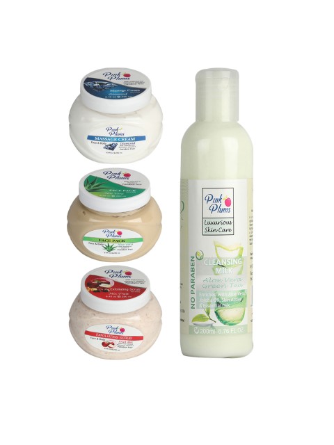

Pink Plums Aloevera & Cucumber Face & Body Massage Cream Facial Kit, Multi