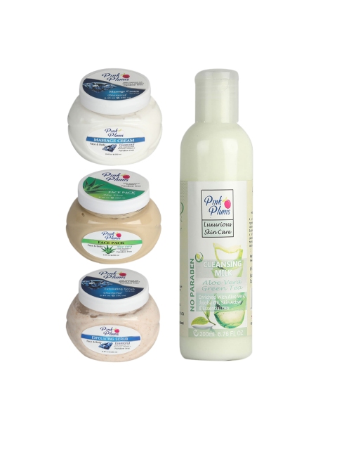 

Pink Plums Set of 4 Facial Kit, Multi