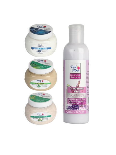 

Pink Plums Set of 4 Facial Kit, Multi