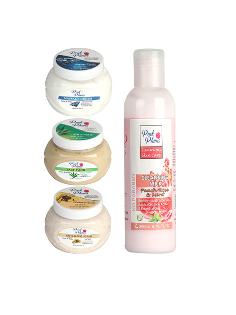 

Pink Plums Pack-4 Facial Kit, Multi
