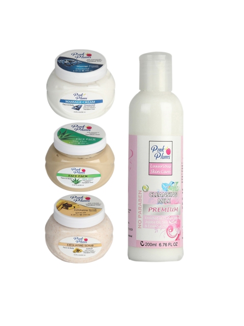 

Pink Plums Set of 4 Facial Kit, Multi