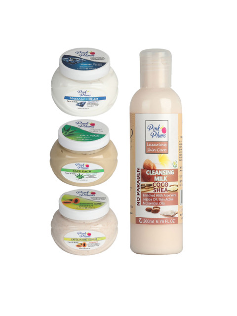 

Pink Plums Diamond Aloevera Cocoshea Papaya Facial Kit-4 Pieces, Multi