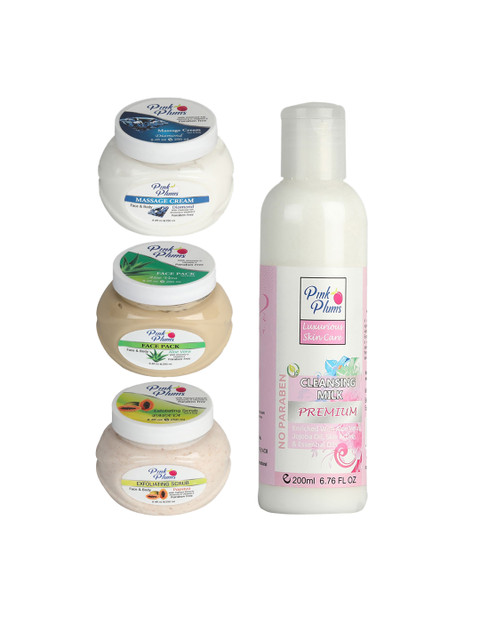 

Pink Plums Set of 4 Facial Kit, Multi