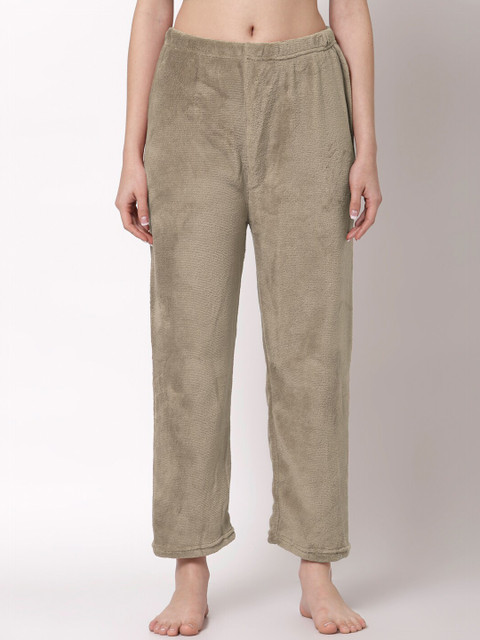 

KLOTTHE Women Brown Solid Straight Lounge Pants