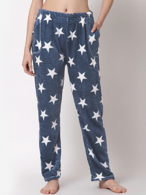 

KLOTTHE Women Grey & White Printed Straight Lounge Pants