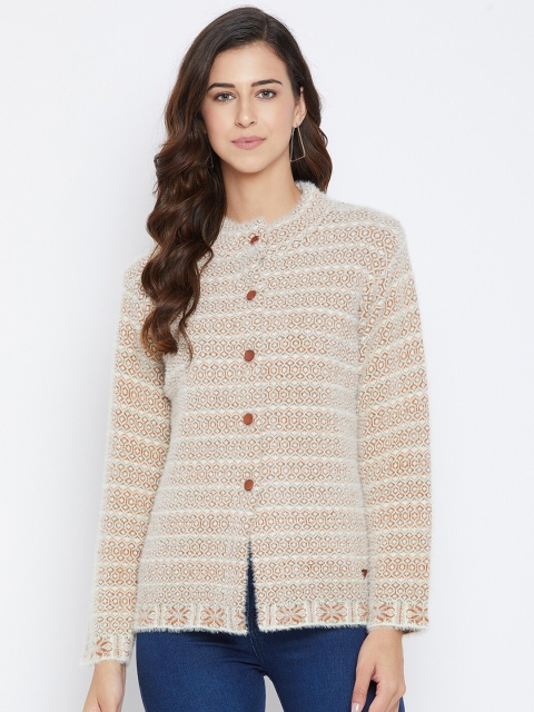 

Duke Women Rust & Off White Cardigan Sweater