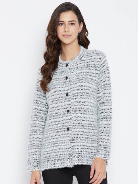 

Duke Women Off White & Black Cardigan with Fuzzy Detail