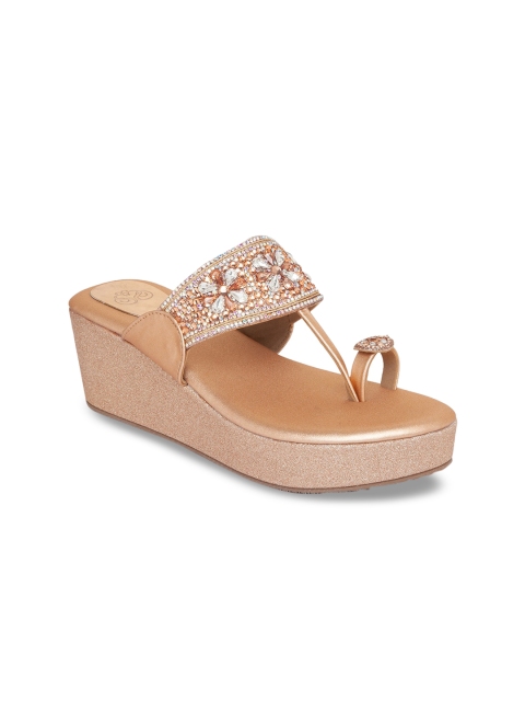 

Sole To Soul Peach-Coloured Embellished Wedge Sandals