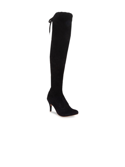 

Sole To Soul Black Suede Party High-Top Slim Heeled Boots