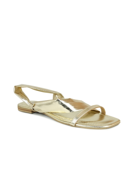 

Inc 5 Women Gold-Toned Party Open Toe Flats