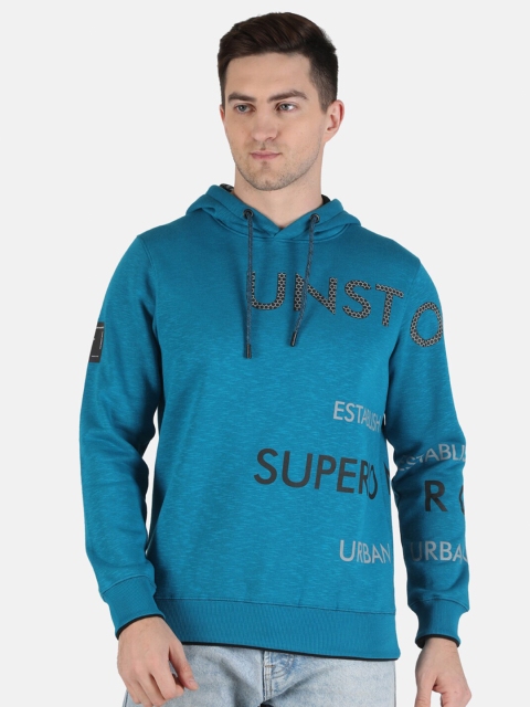 

Monte Carlo Men Blue Typography Printed Hooded Sweatshirt