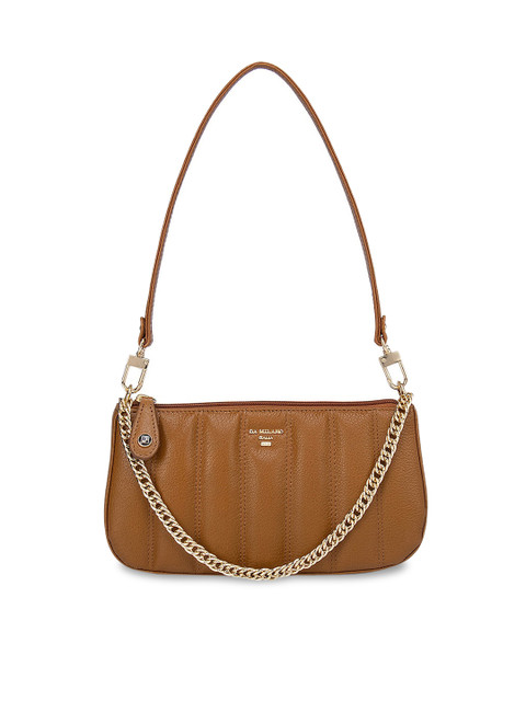 

Da Milano Brown Textured Leather Structured Shoulder Bag