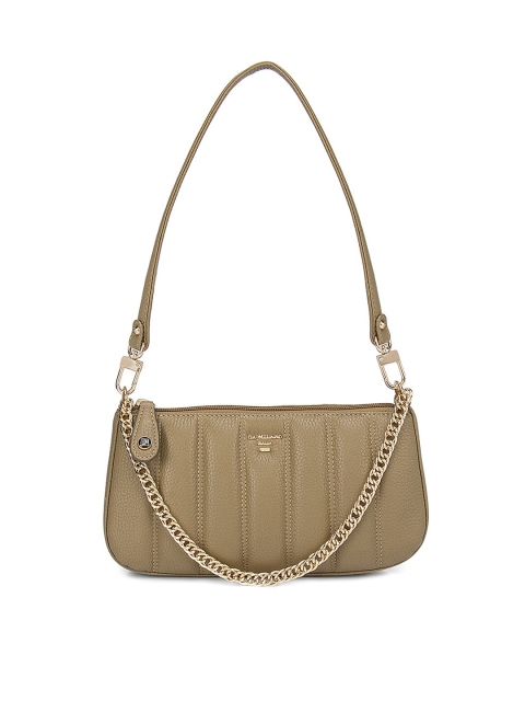 

Da Milano Olive Green Textured Leather Structured Shoulder Bag