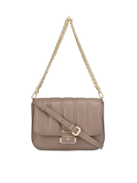 

Da Milano Brown Leather Structured Sling Bag with Quilted