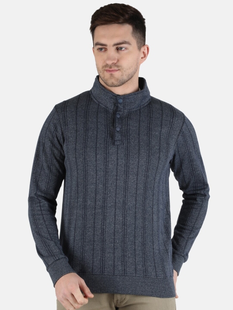 

Monte Carlo Men Blue Striped Sweatshirt
