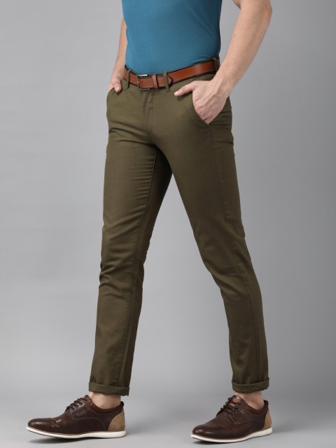 

Van Heusen Sport Men Olive Green Tapered Fit Low-Rise Formal Trousers