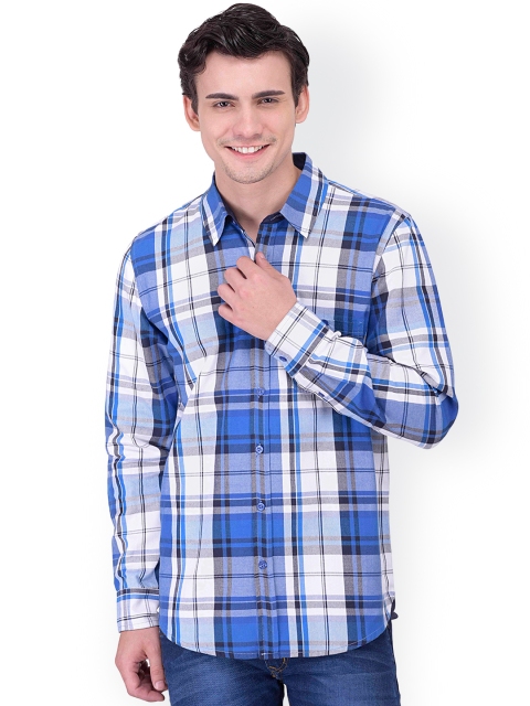 

Oxolloxo Men Blue Classic Fit Checked Casual Shirt
